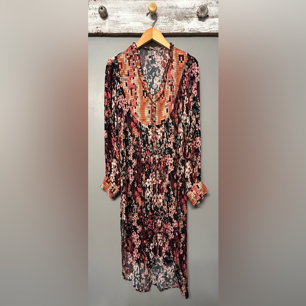 Anthropologie Blank London Split Hem Multi Colored Floral Size Medium Boho
